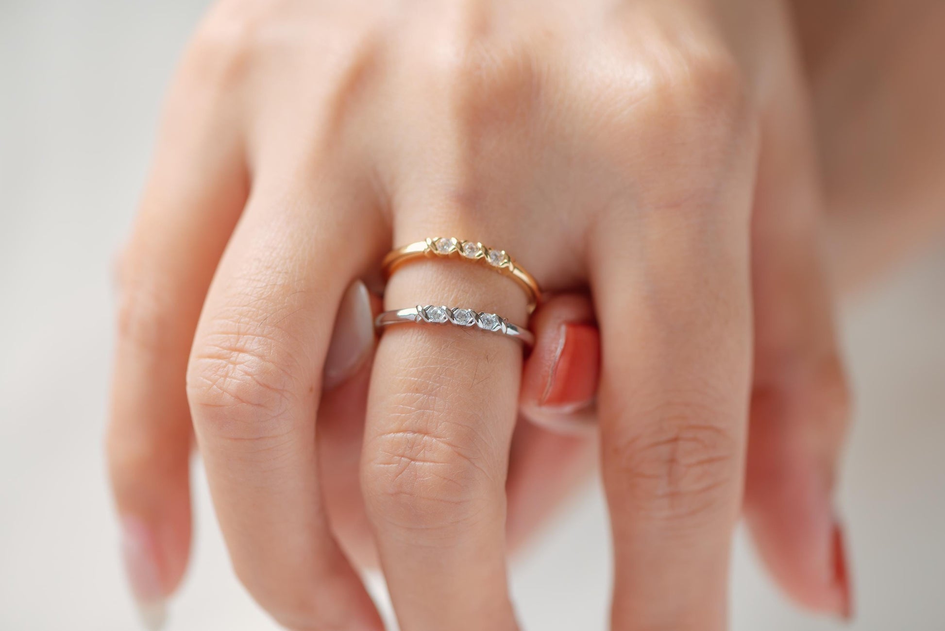 4pcs CZ Pave Gold/ Silver Minimalist Ring, Dainty Ring, Thin Ring, Stackable Ring (#JZ-005)