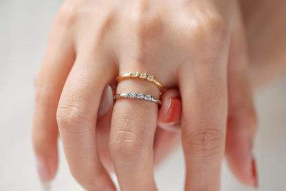 4pcs CZ Pave Gold/ Silver Minimalist Ring, Dainty Ring, Thin Ring, Stackable Ring (#JZ-005)