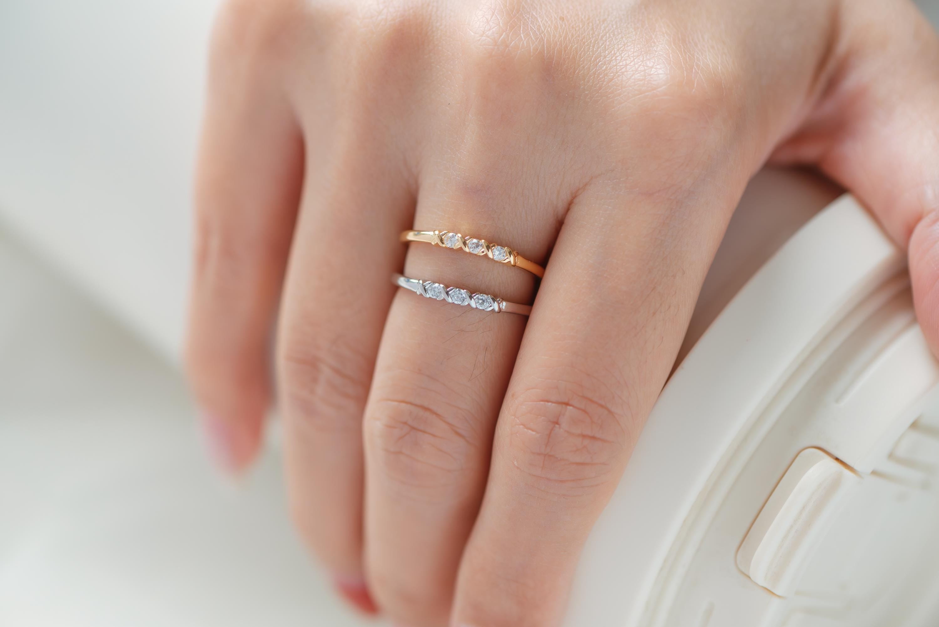 4pcs CZ Pave Gold/ Silver Minimalist Ring, Dainty Ring, Thin Ring, Stackable Ring (#JZ-005)