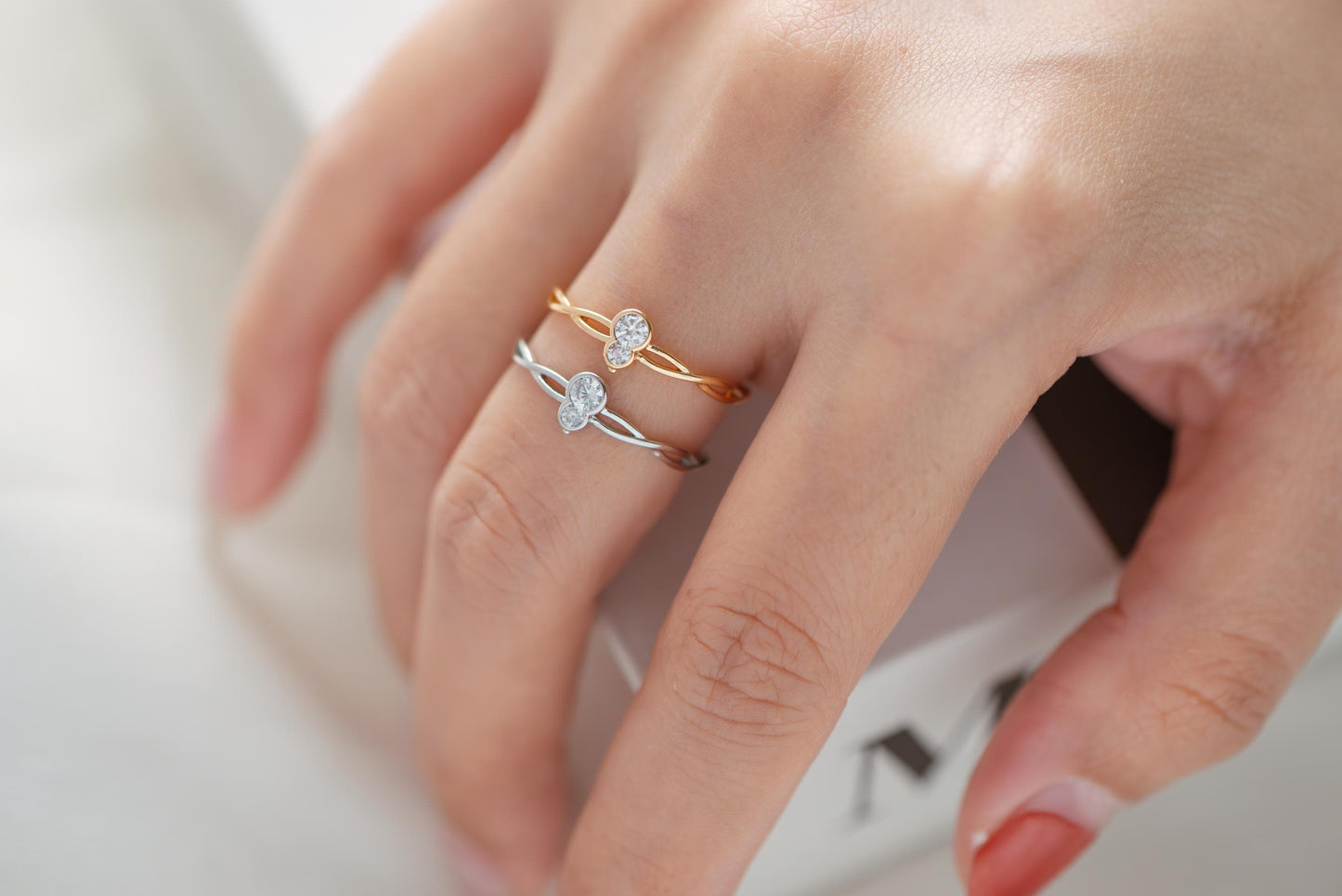 4pcs CZ Pave Gold/ Silver Gourd Ring, Modern Style Ring, Fashion Rings, Dainty Rings, Adjustable Ring (#JZ-008)