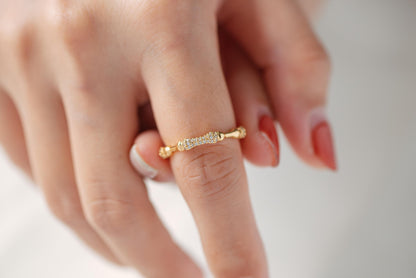 4pcs CZ Pave Gold Finger Ring, Bone Ring, Everyday Ring, Modern Style Ring, Fashion Rings, Dainty Rings (#JZ-009)