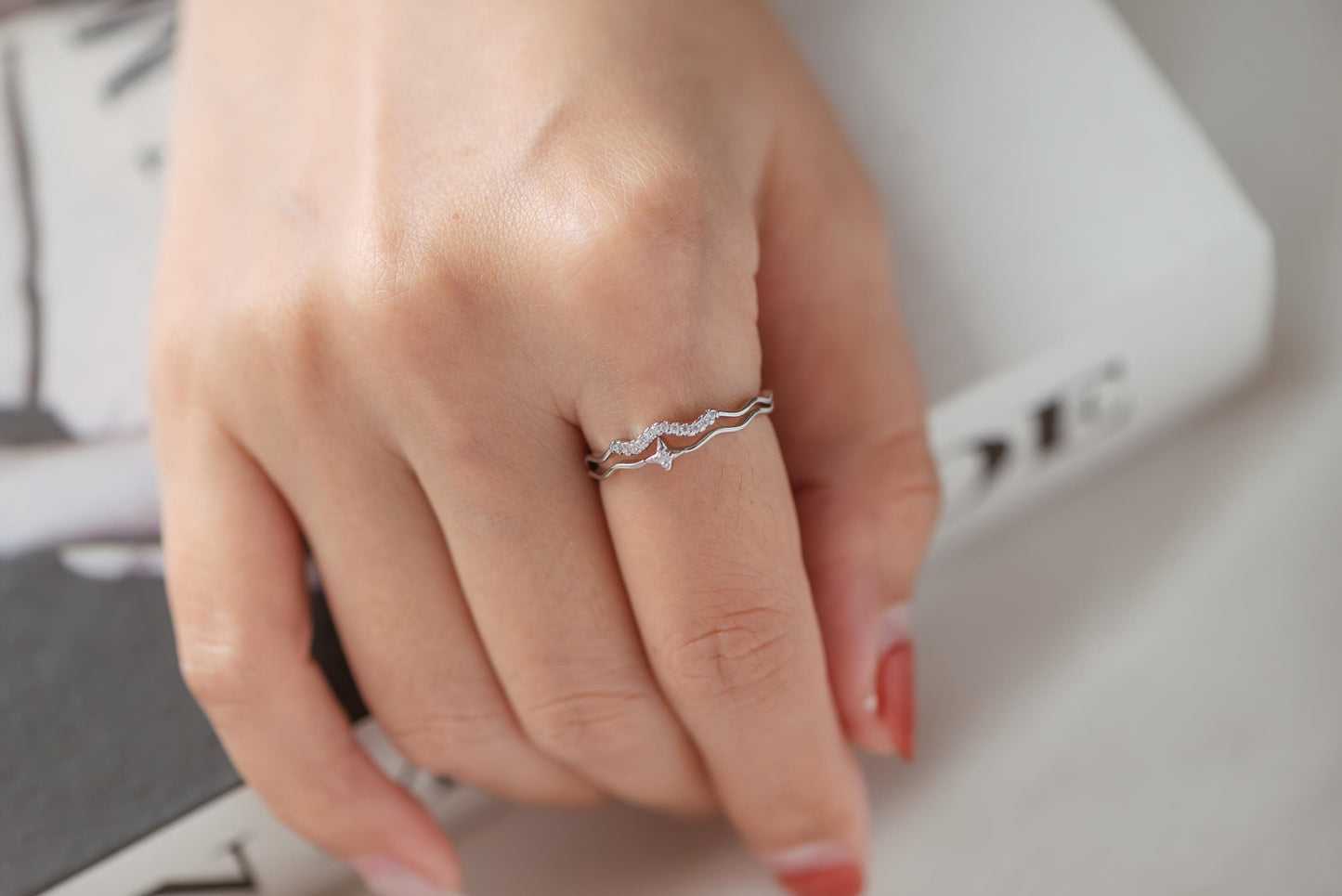 4pcs CZ Pave Gold/ Silver Cross Star Ring, Double Band Ring, Adjustable Ring, Minimalist Ring, Open Ring (JZ-010)
