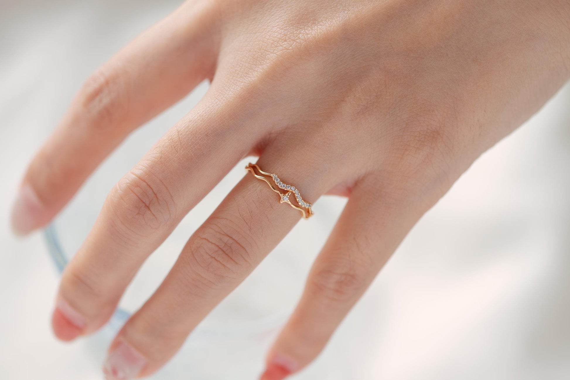 4pcs CZ Pave Gold/ Silver Cross Star Ring, Double Band Ring, Adjustable Ring, Minimalist Ring, Open Ring (JZ-010)