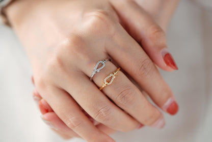 4pcs CZ Pave Finger Ring, Gold/ Rhodium plated Brass, Gift for Her, Dainty Ring, Minimalist Ring (#JZ-011)