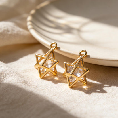 4pcs Gold 8-Point Star Pendant, Geometric Charm for DIY Jewelry (GB-173)