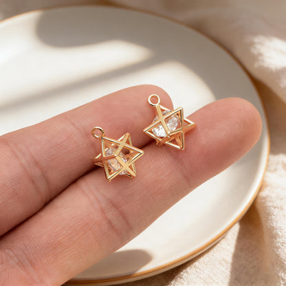 4pcs Gold 8-Point Star Pendant, Geometric Charm for DIY Jewelry (GB-173)