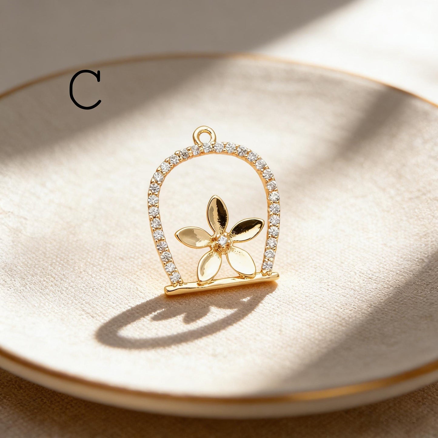 4pcs Gold/ Silver Tone Flower Leaf Charms , 18K Gold/ Rhodium plated Brass, Dainty Earring Pendants (GB-3118)