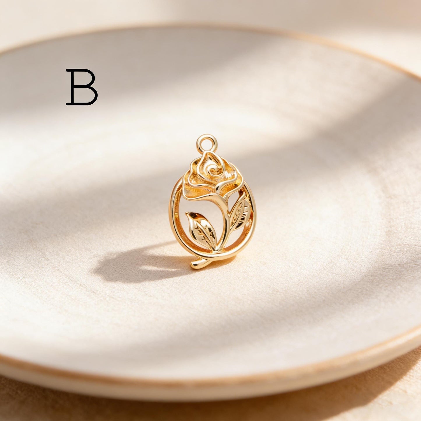 4pcs Gold/ Silver Tone Flower Leaf Charms , 18K Gold/ Rhodium plated Brass, Dainty Earring Pendants (GB-3118)