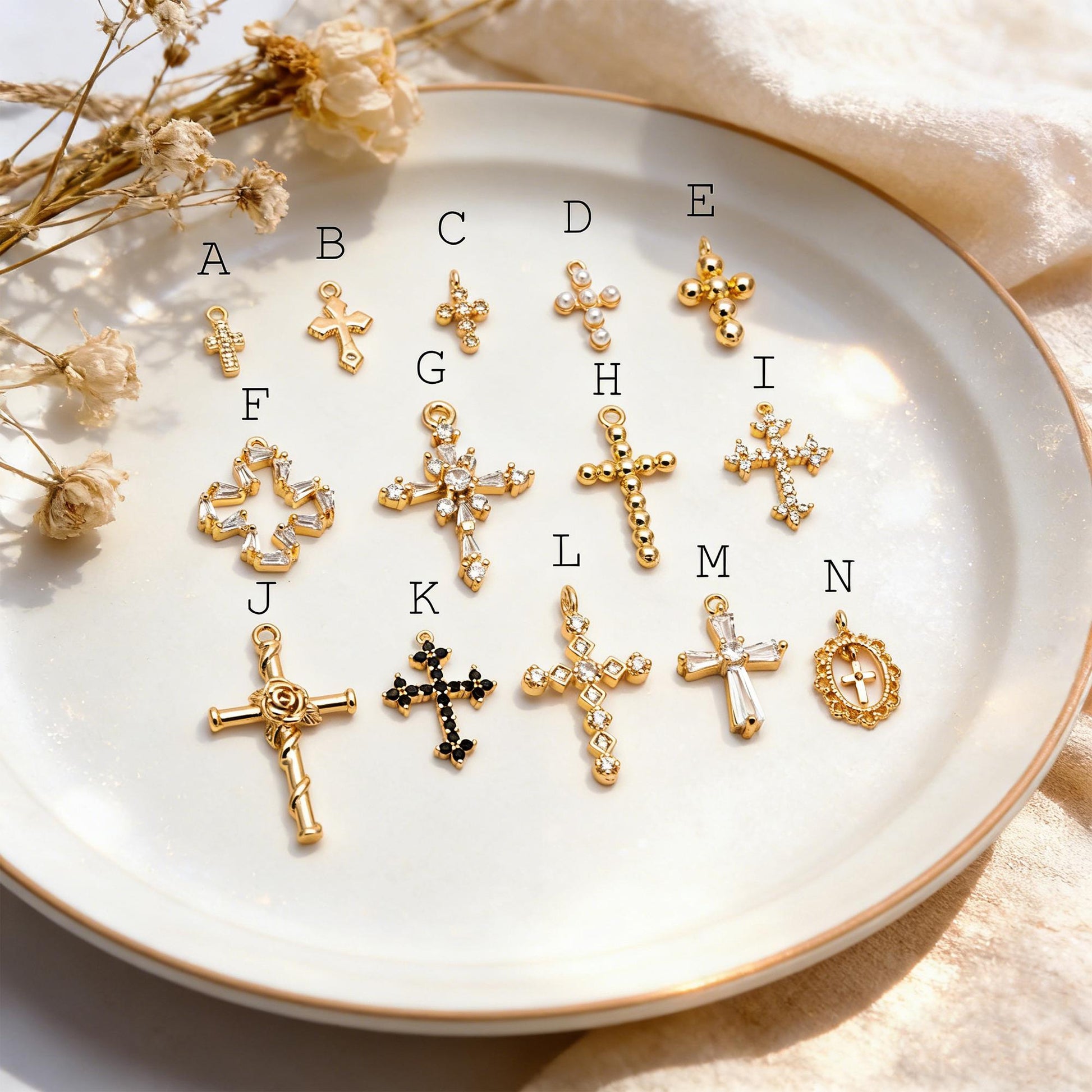 4pcs Cross Charm, Tiny Cross Charm, Cross Pendant, Cross Necklace Charm(GB-2731)