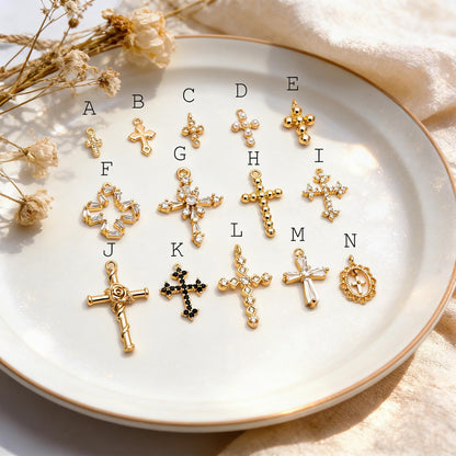 4pcs Cross Charm, Tiny Cross Charm, Cross Pendant, Cross Necklace Charm(GB-2731)