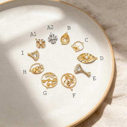 4pcs Gold/ Silver Tone Flower Leaf Charms , 18K Gold/ Rhodium plated Brass, Dainty Earring Pendants (GB-3118)