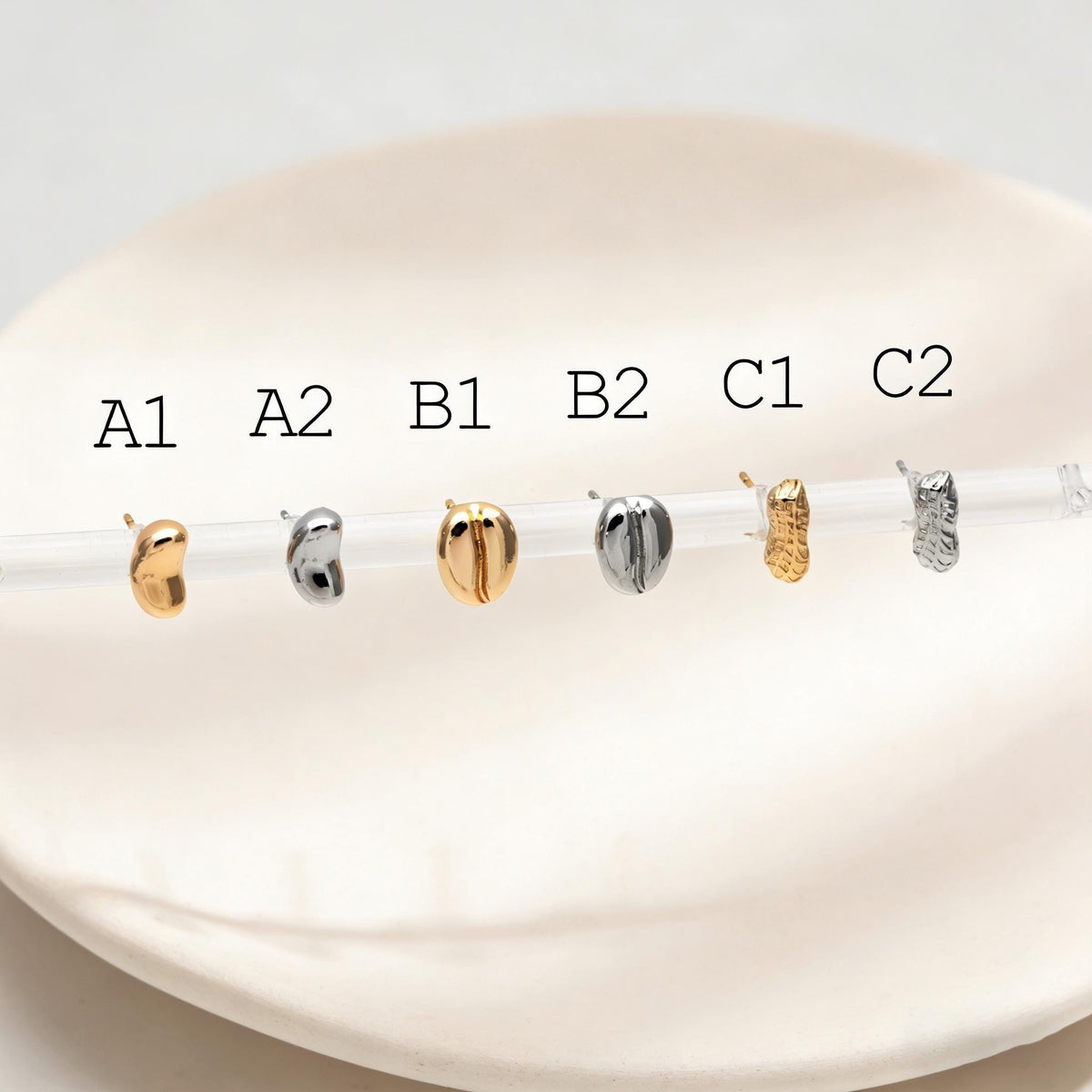 10pcs Gold/ Silver Nut Charms Earrings, 18K Real Gold/ Rhodium Plated Brass, Dainty Stud Earring (#GB-4685)