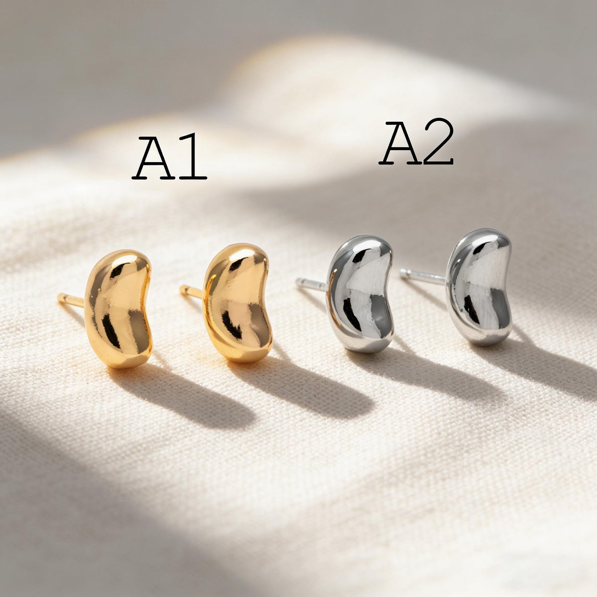 10pcs Gold/ Silver Nut Charms Earrings, 18K Real Gold/ Rhodium Plated Brass, Dainty Stud Earring (#GB-4685)