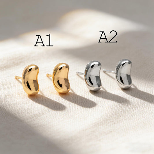 10pcs Gold/ Silver Nut Charms Earrings, 18K Real Gold/ Rhodium Plated Brass, Dainty Stud Earring (#GB-4685)