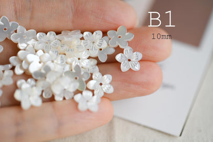 10pcs Shell Flower Cabochons for Jewelry Making, Carved Mother of Pearl Flowers, Bridal Hair Accessories DIY Supplies (BK-001)