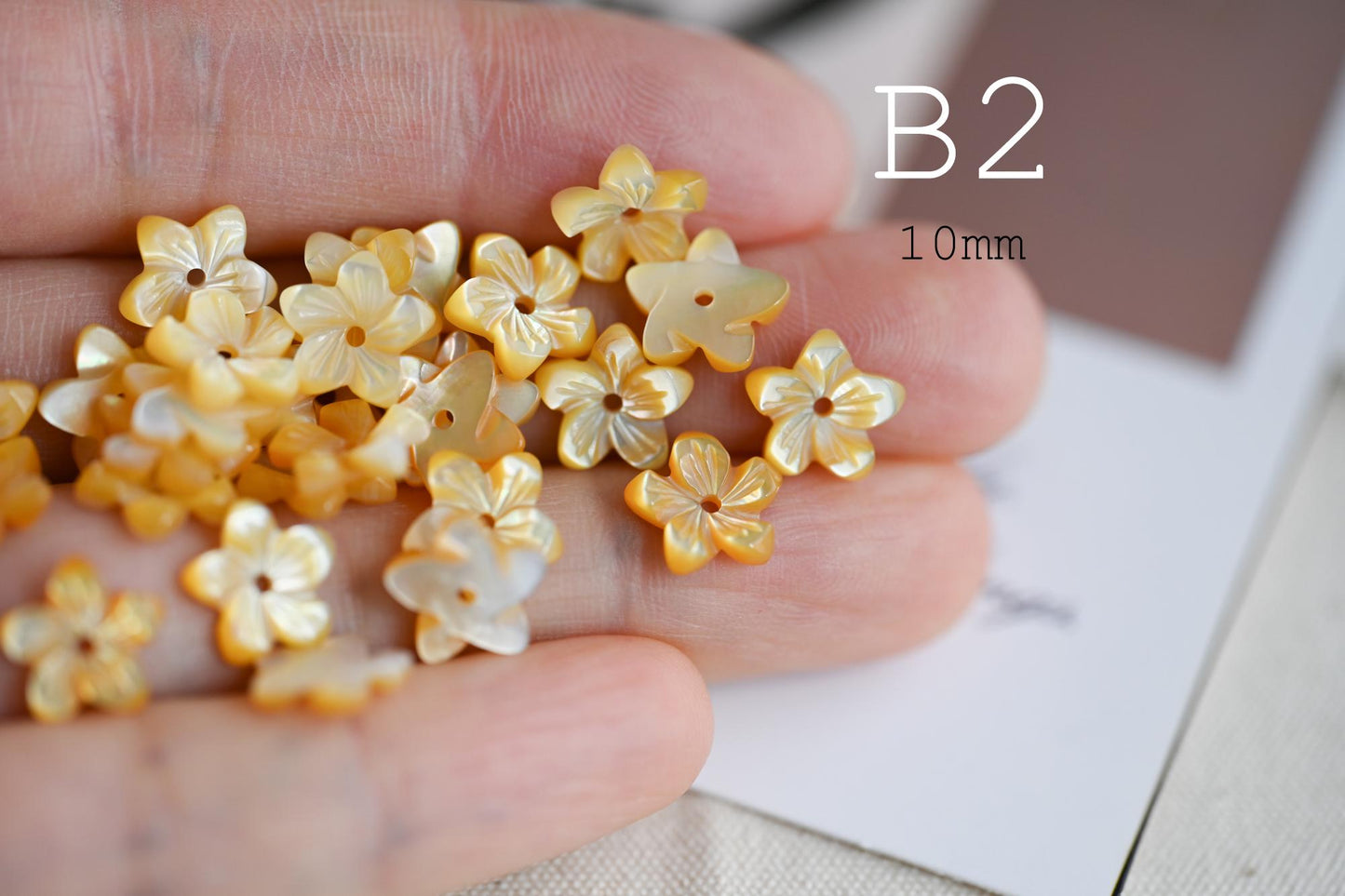 10pcs Shell Flower Cabochons for Jewelry Making, Carved Mother of Pearl Flowers, Bridal Hair Accessories DIY Supplies (BK-001)