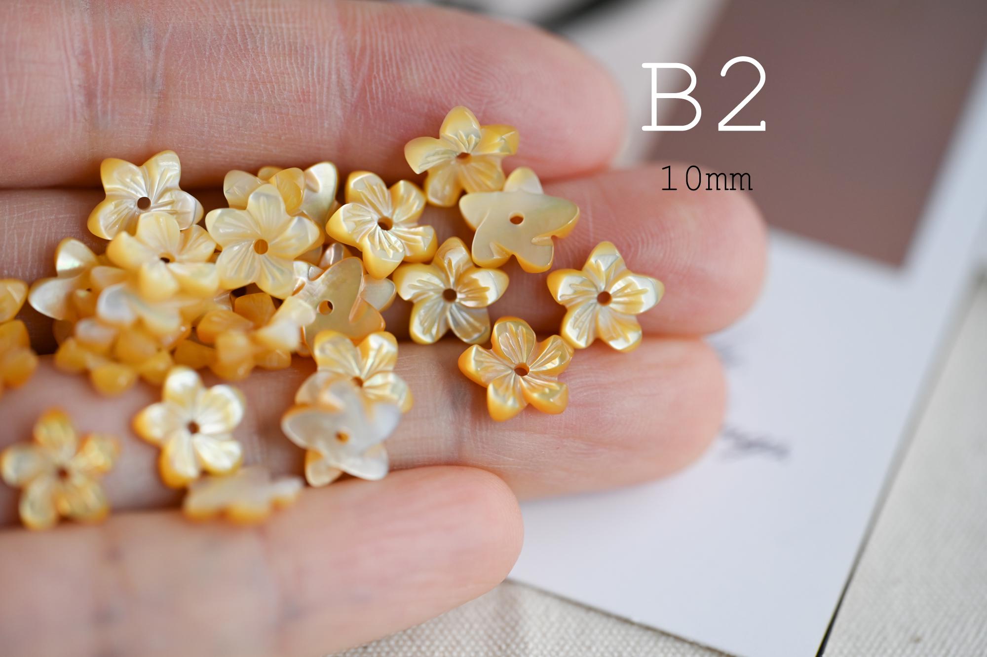 10pcs Shell Flower Cabochons for Jewelry Making, Carved Mother of Pearl Flowers, Bridal Hair Accessories DIY Supplies (BK-001)