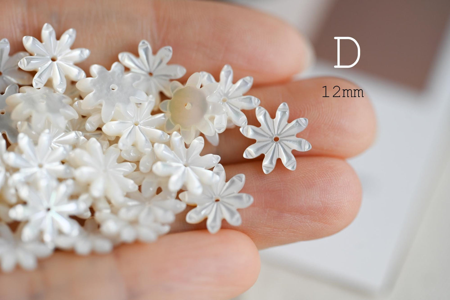 10pcs Shell Flower Cabochons for Jewelry Making, Carved Mother of Pearl Flowers, Bridal Hair Accessories DIY Supplies (BK-001)