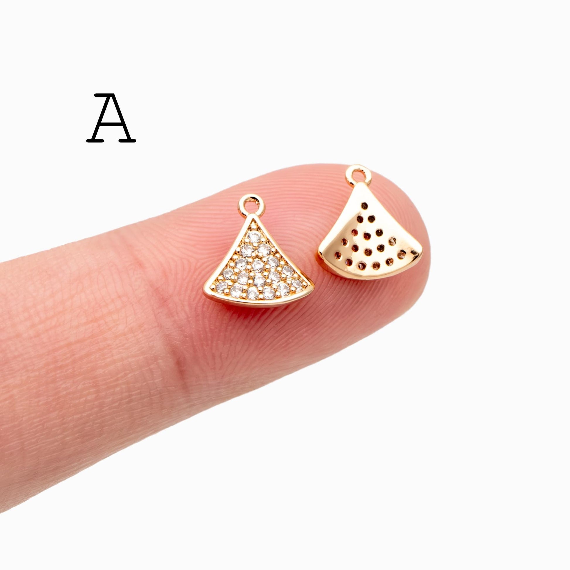 4pcs CZ pave Gold Geometric Connectors , Gold plated Brass Links with 2 Loops, CZ Rhinestone Pave Charm Pendants (GB-160)