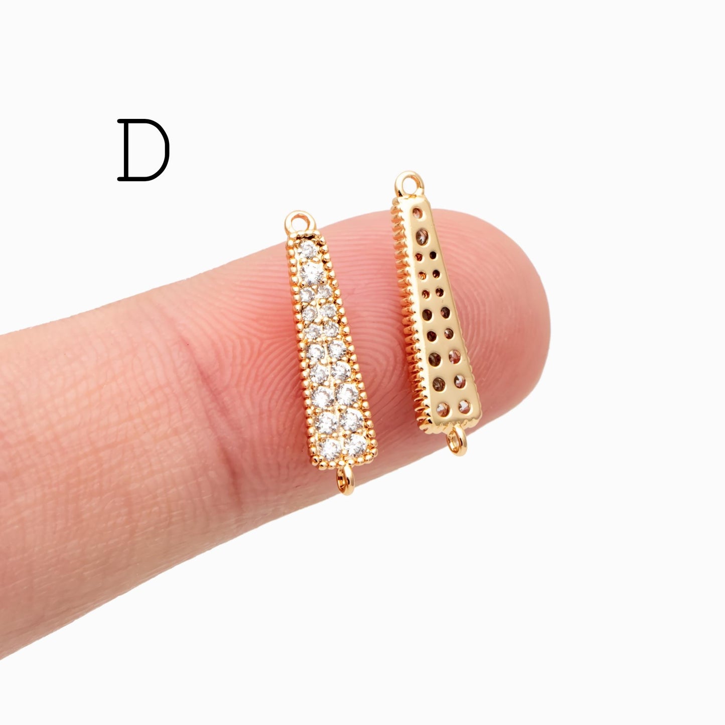 4pcs CZ pave Gold Geometric Connectors , Gold plated Brass Links with 2 Loops, CZ Rhinestone Pave Charm Pendants (GB-160)