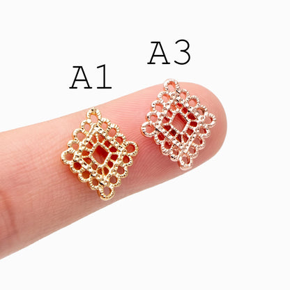 10pcs Gold plated Brass Filigree Charm Pendants, Earring Findings, Jewelry Making, Diy Material, Jewelry Supplies (GB-890)