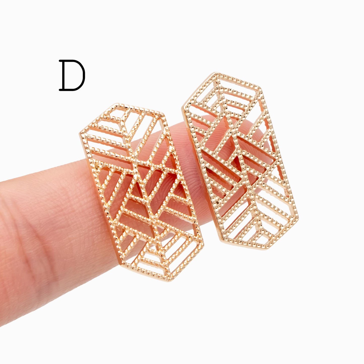 10pcs Gold plated Brass Filigree Charm Pendants, Earring Findings, Jewelry Making, Diy Material, Jewelry Supplies (GB-890)