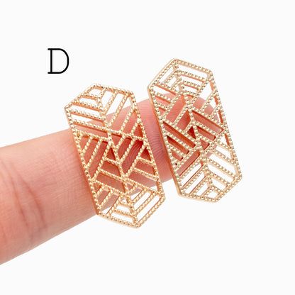 10pcs Gold plated Brass Filigree Charm Pendants, Earring Findings, Jewelry Making, Diy Material, Jewelry Supplies (GB-890)