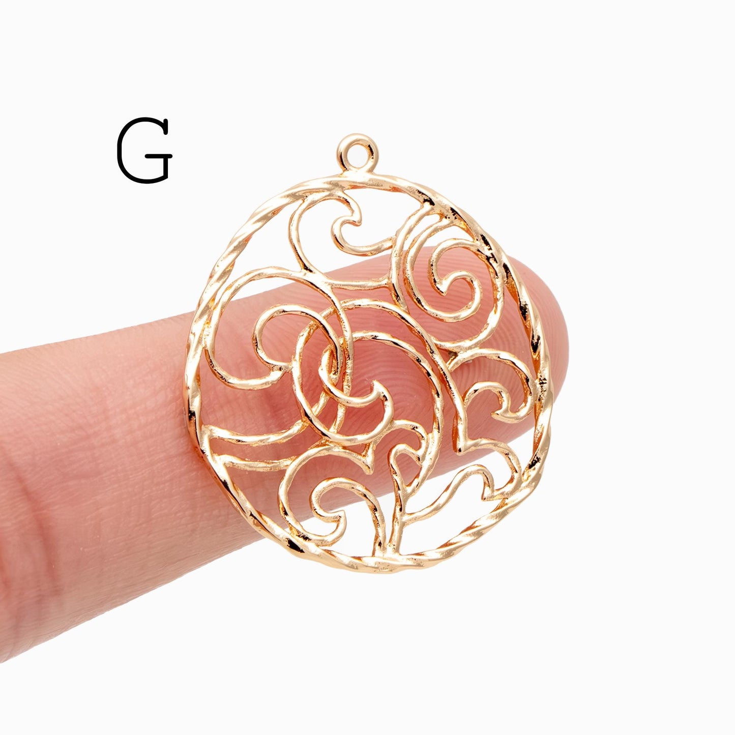 10pcs Gold plated Brass Filigree Charm Pendants, Earring Findings, Jewelry Making, Diy Material, Jewelry Supplies (GB-890)