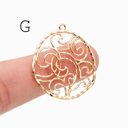 10pcs Gold plated Brass Filigree Charm Pendants, Earring Findings, Jewelry Making, Diy Material, Jewelry Supplies (GB-890)