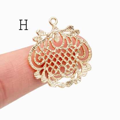 10pcs Gold plated Brass Filigree Charm Pendants, Earring Findings, Jewelry Making, Diy Material, Jewelry Supplies (GB-890)