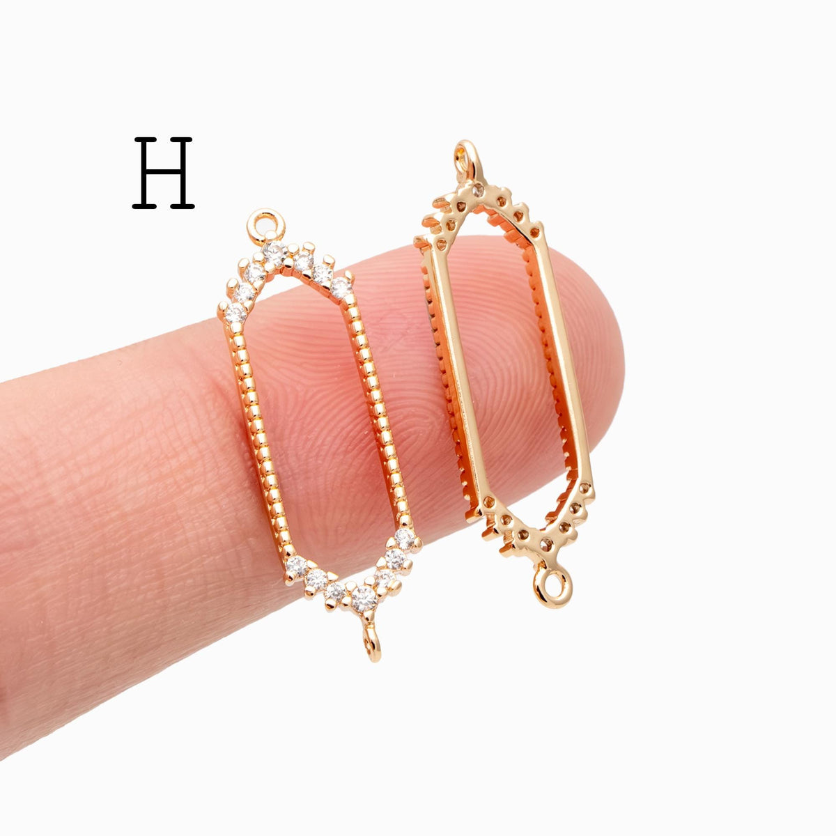 4pcs CZ Pave Gold Geometric Charm Connector, Real Gold plated Brass, Dainty Earring Connector (GB-2535)