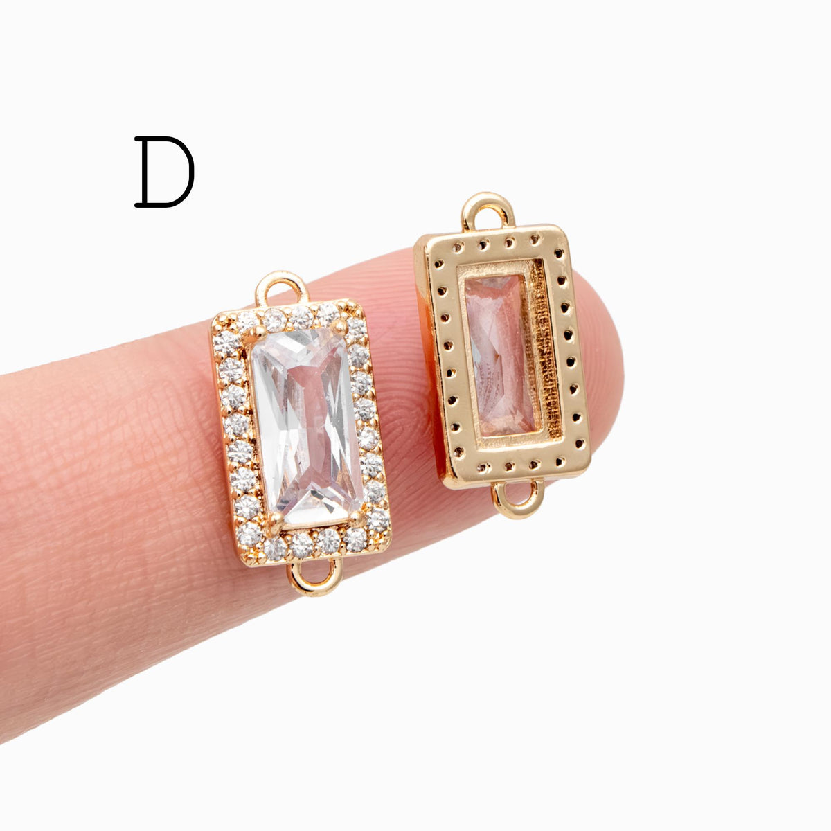 4pcs CZ pave Gold Geometric Charms, 18K Gold/ Rhodium plated Brass Geometric Connectors (GB-3231)