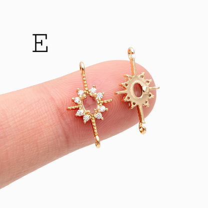 4pcs CZ pave Gold Geometric Charms, 18K Gold/ Rhodium plated Brass Geometric Connectors (GB-3231)