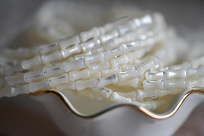 White Mother of Pearl Shell Tube Beads 8x4mm, Top Drilled Bar MOP beads -(BK-009) Full strand