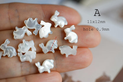 4pcs Single-Sided Carved Shell Beads, Mother of Pearl Animal & Sea Shapes for DIY Bracelet, Handmade Jewelry (BK-006)