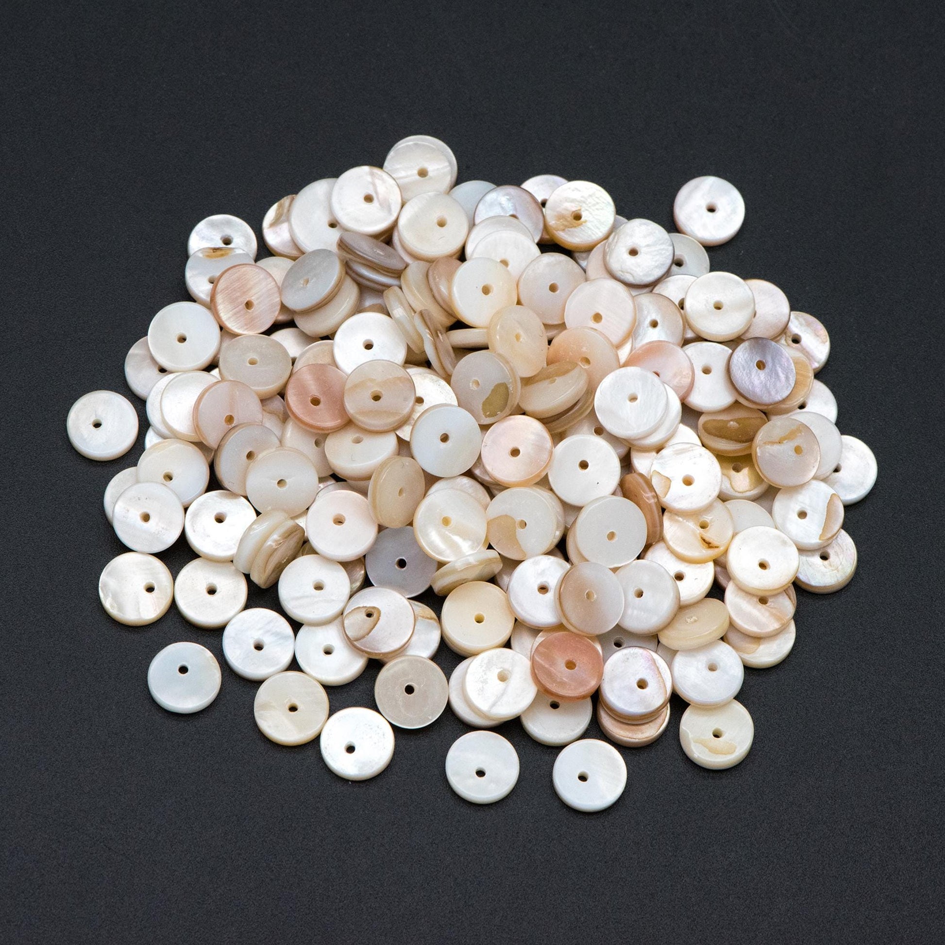 Natural Shell Coin Beads, Round Disc Spacer Beads 10mm, Beach Jewelry Supplies (BK-031)