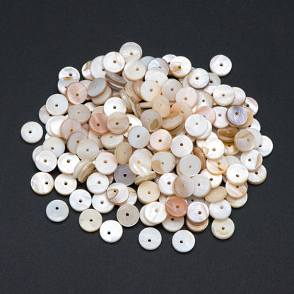 Natural Shell Coin Beads, Round Disc Spacer Beads 10mm, Beach Jewelry Supplies (BK-031)