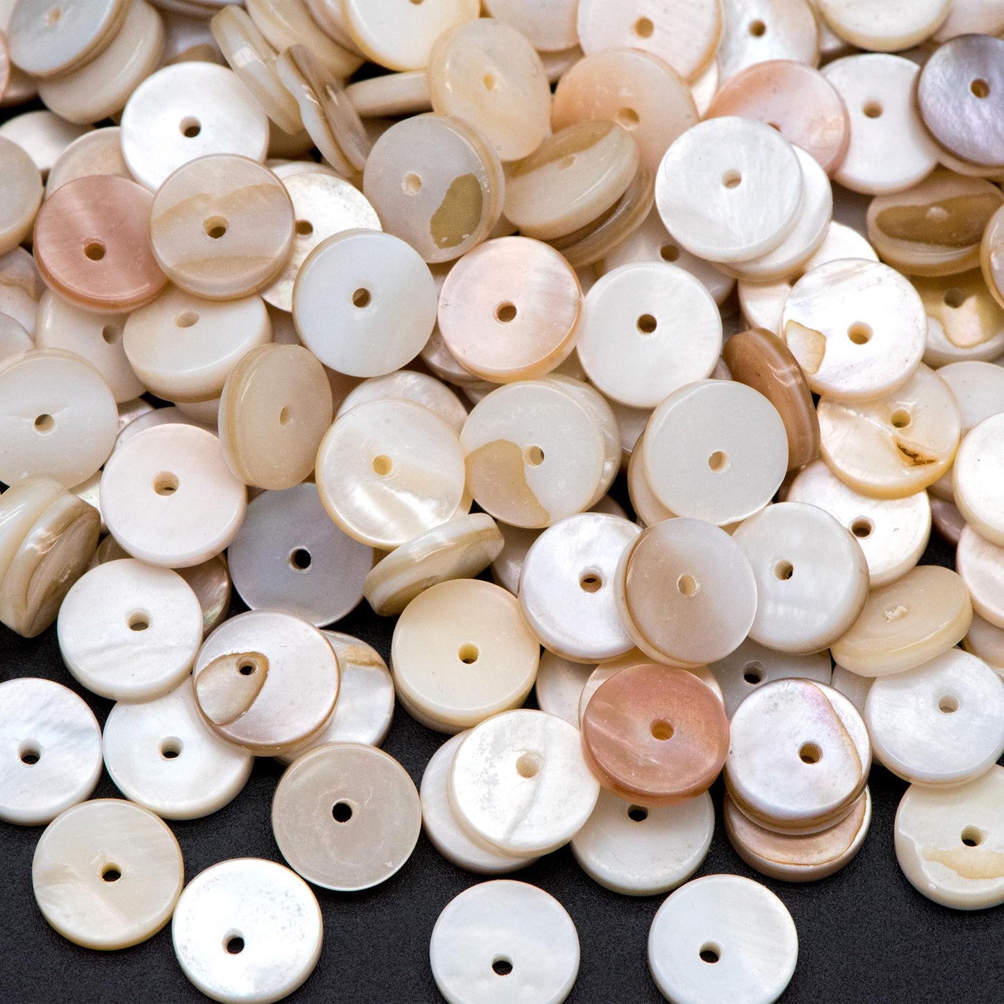 Natural Shell Coin Beads, Round Disc Spacer Beads 10mm, Beach Jewelry Supplies (BK-031)