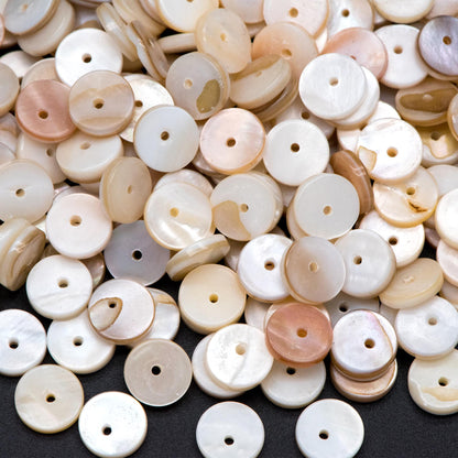 Natural Shell Coin Beads, Round Disc Spacer Beads 10mm, Beach Jewelry Supplies (BK-031)