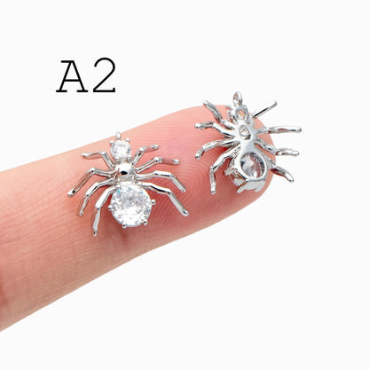 4pcs Spider Pendant Charm for Earrings and Necklaces - Arachnid Jewelry Making (GB-672)