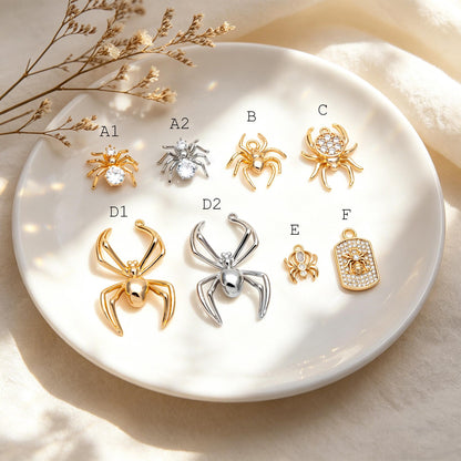 4pcs Spider Pendant Charm for Earrings and Necklaces - Arachnid Jewelry Making (GB-672)