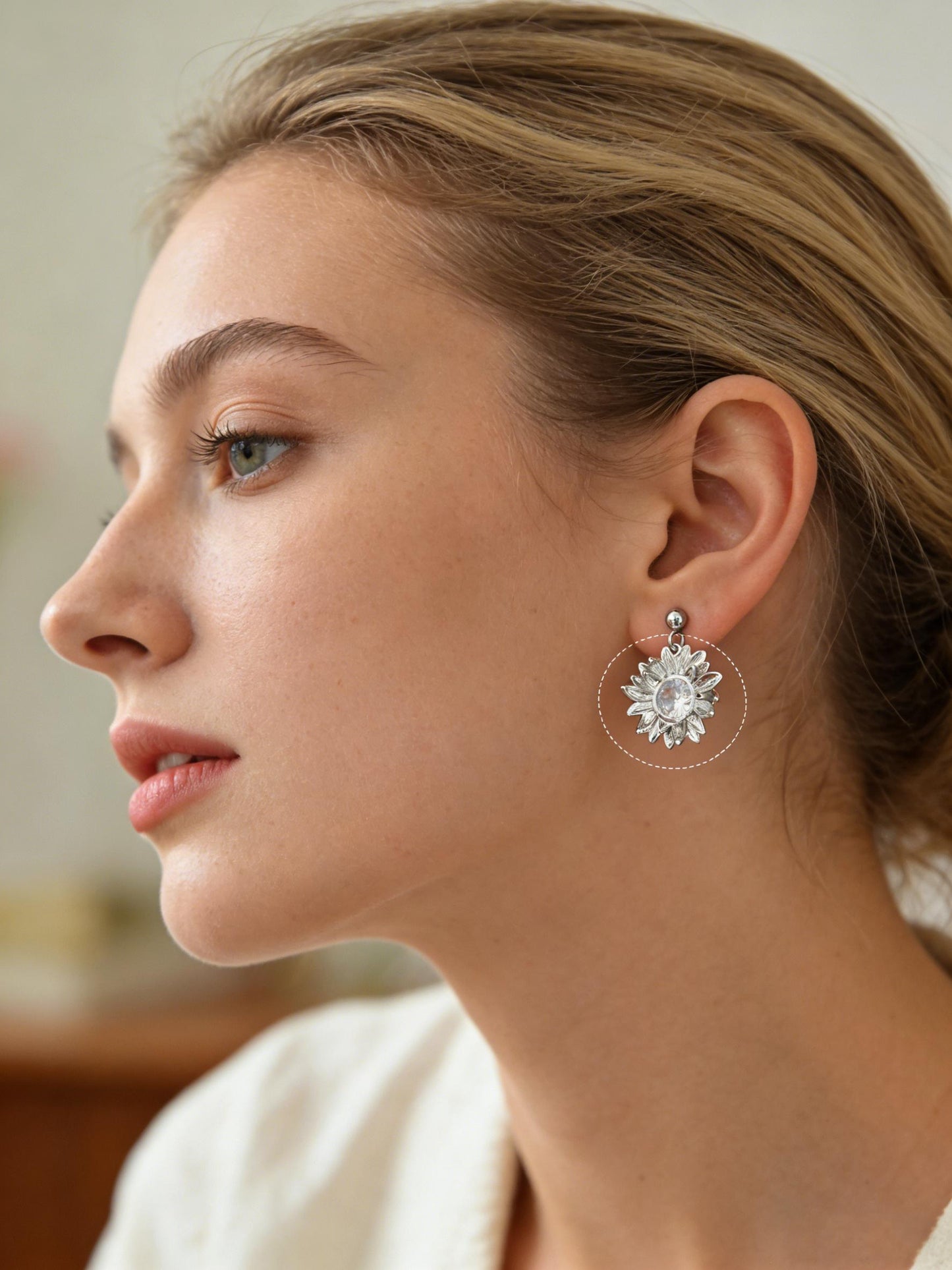4pcs CZ Pave Flower Charms, 18K Real Gold/ Rhodium plated Brass, Flower Earring Pendants (GB-3579)