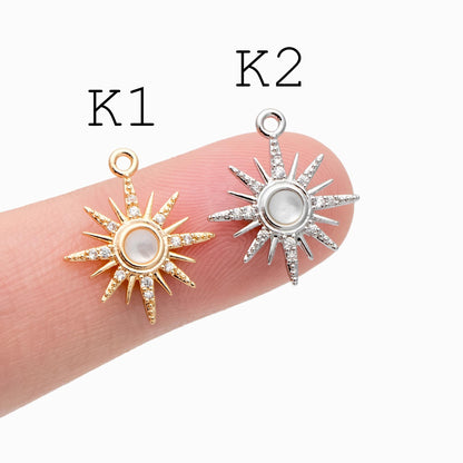 10pcs Gold/ Silver Tone North Star Charm, 18K Gold/ Rhodium plated Brass Mini Star Pendants (GB-924)