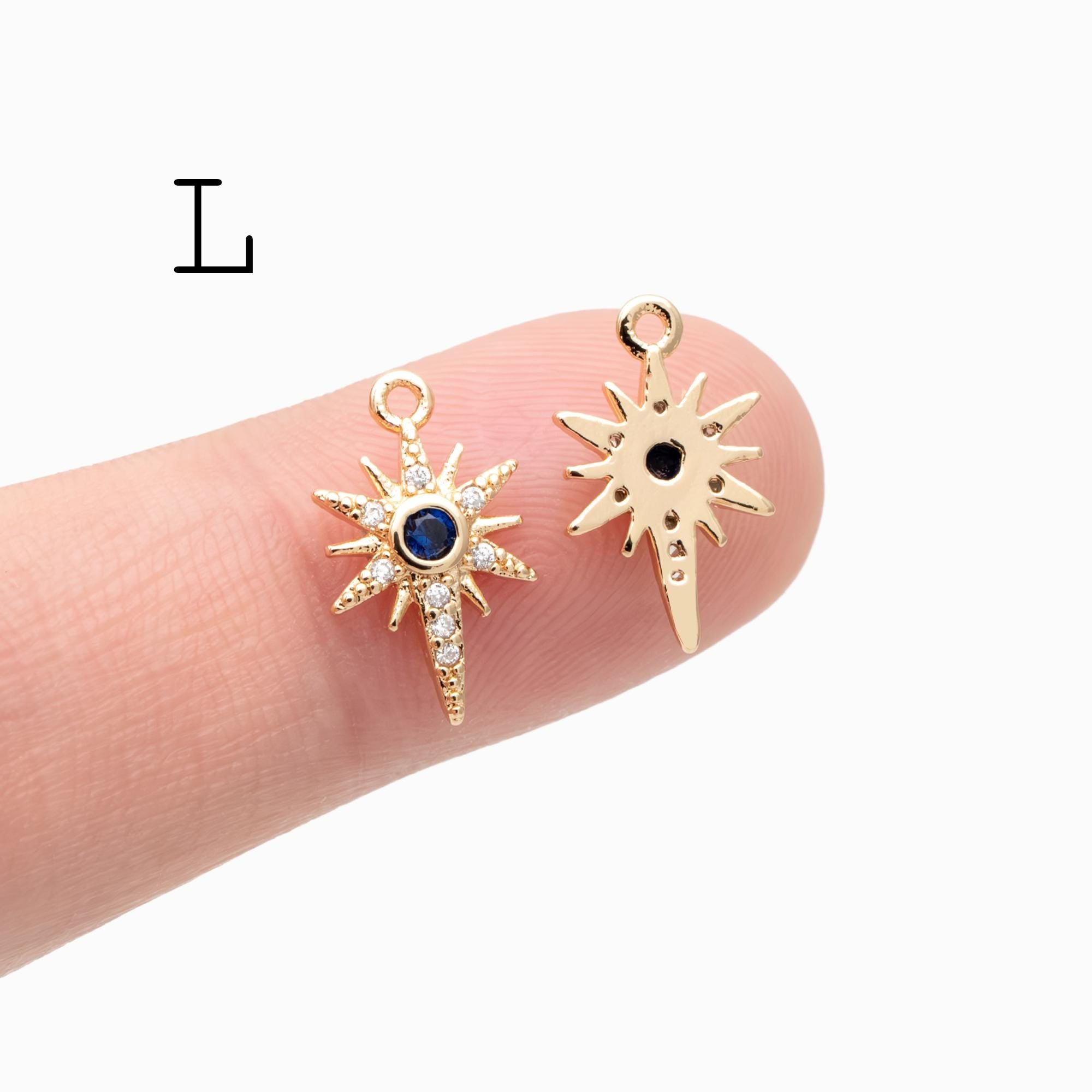 10pcs Gold/ Silver Tone North Star Charm, 18K Gold/ Rhodium plated Brass Mini Star Pendants (GB-924)
