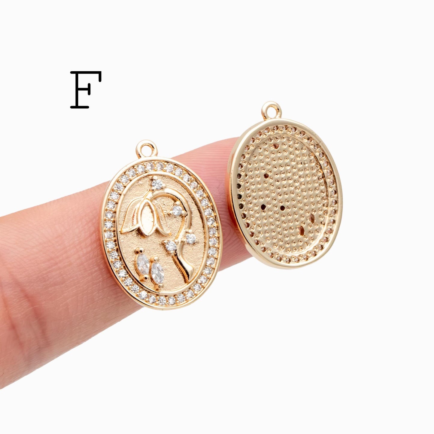 4pcs Gold Flower Charms, 18K Gold plated Brass, Flower Earring Pendants (GB-1281)