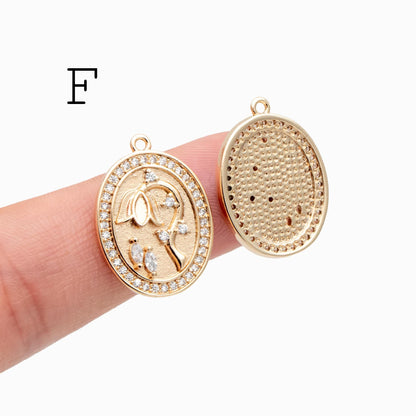 4pcs Gold Flower Charms, 18K Gold plated Brass, Flower Earring Pendants (GB-1281)