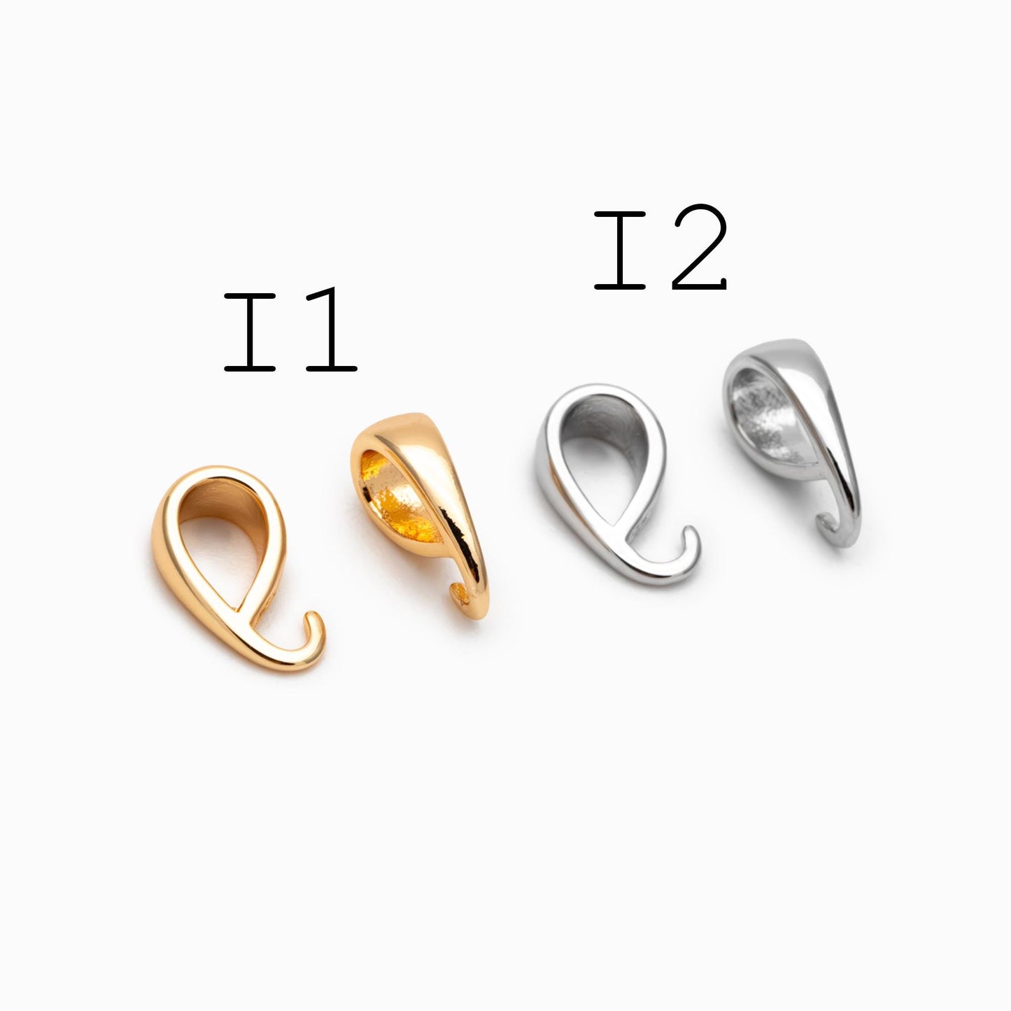 10pcs Gold/ Silver Tone Bail Connector, Gold/ Rhodium Plated Bails, Small Bail, Jewelry Bail, Pendant Bails, Metal Bails (GB-1468)