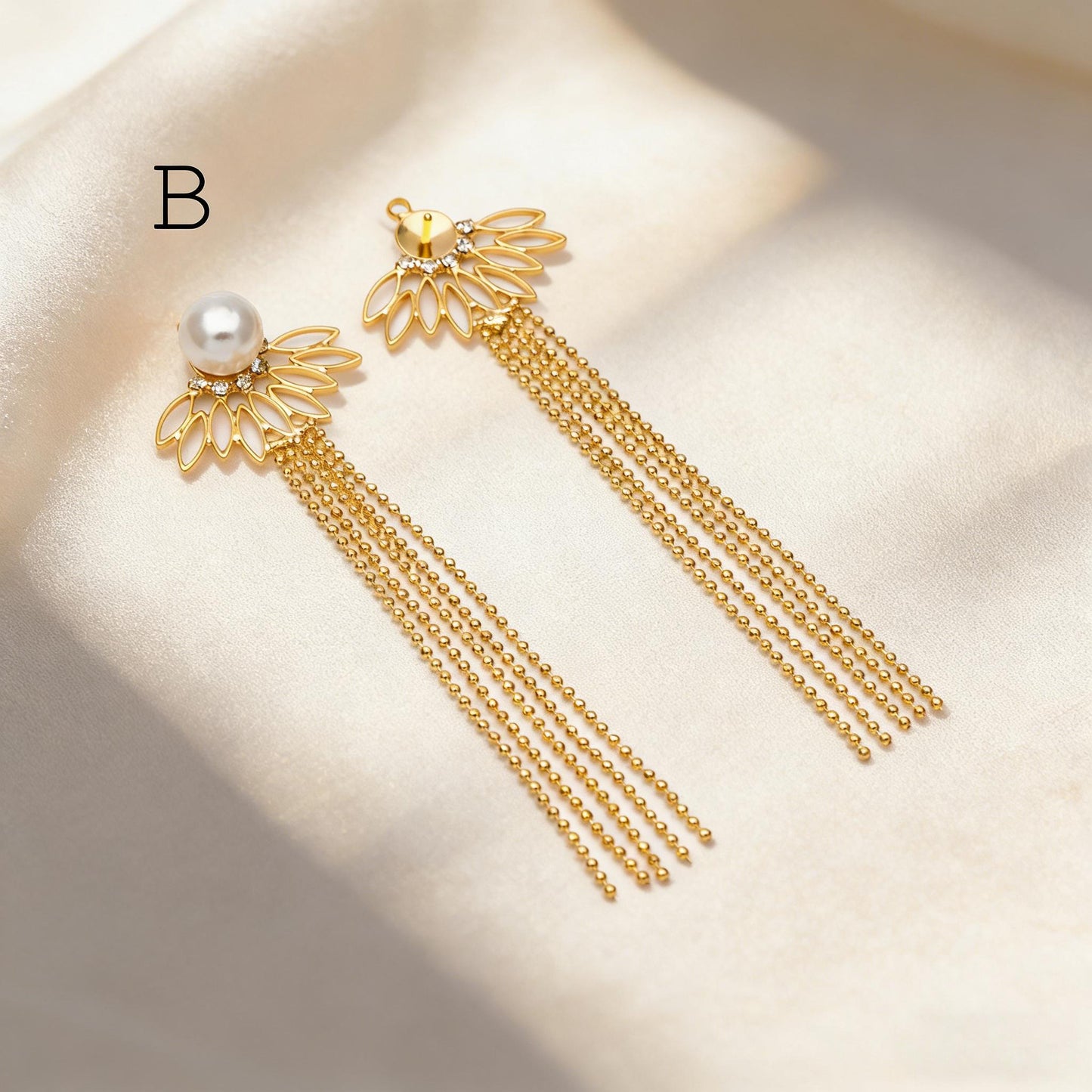 4pcs Chain Tassel Charms, Gold plated Brass, Tassel Earring Components (GB-1277)