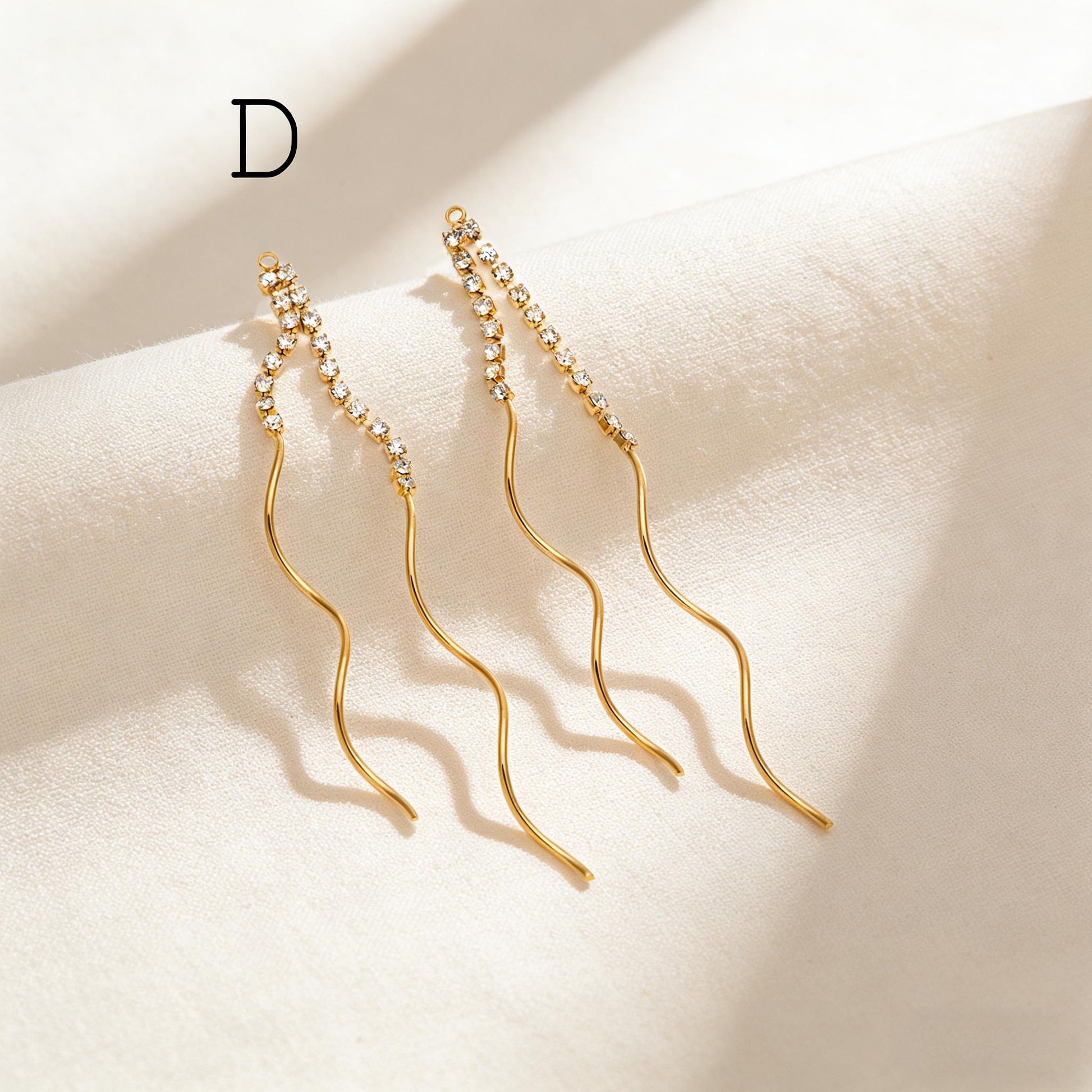 4pcs Chain Tassel Charms, Gold plated Brass, Tassel Earring Components (GB-1277)