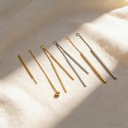 10pcs Gold/ Silver Tone Long Bar Charms , Gold/ Rhodium plated Brass Stick Pendants (GB-1279)
